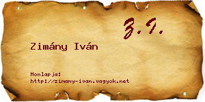 Zimány Iván névjegykártya